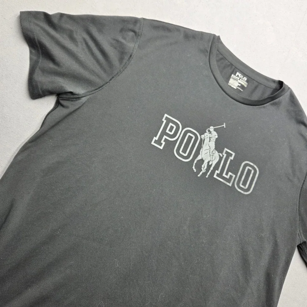 Polo Ralph Lauren Performance Mens Black Big Pony Graphic T-Shirt Size Large